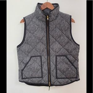J. Crew quilted gray herringbone puffer vest